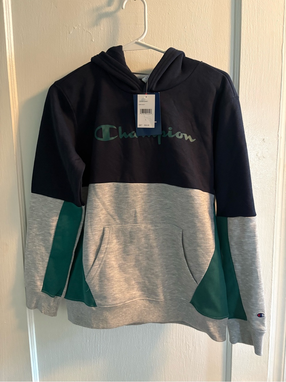 Champion Kids Colorblock Hooded Sweatshirt - Navy/Gray/Teal